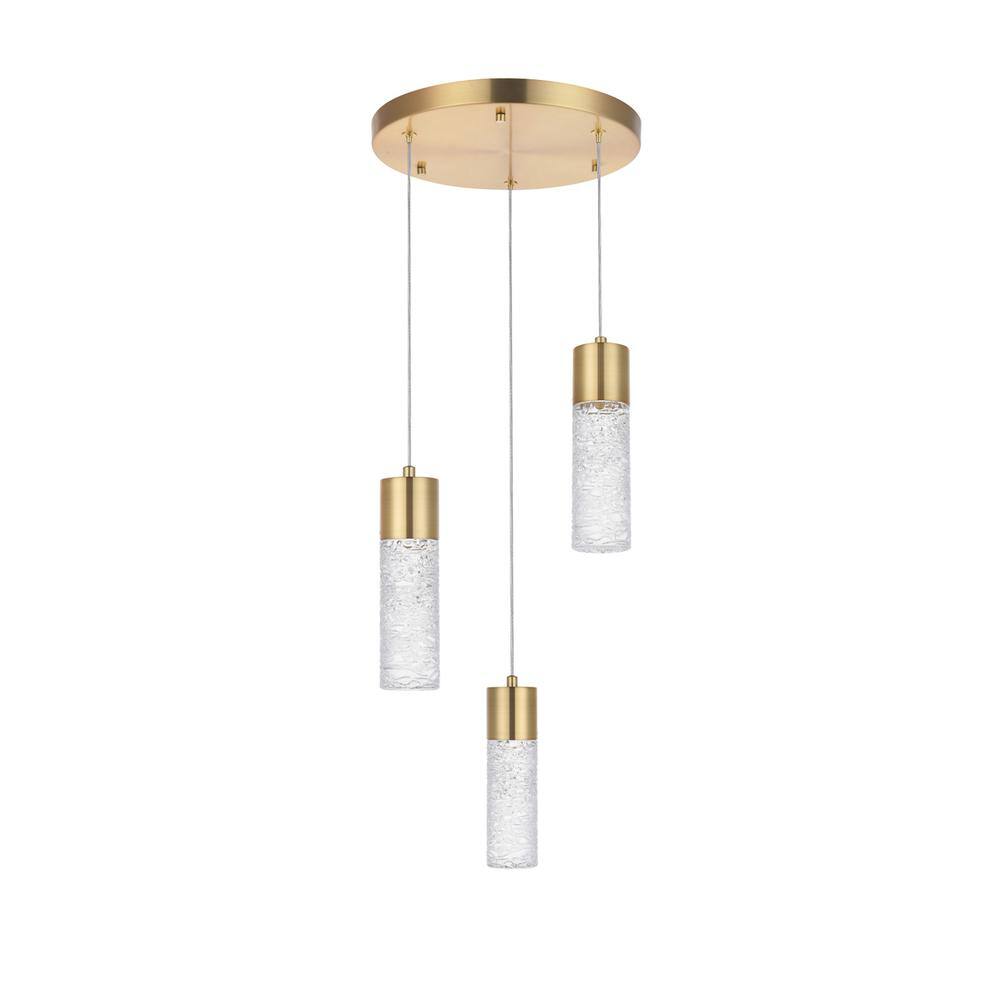 Alt View 1. Elegant Lighting - Constellation 3 light Gold LED Pendant - Gold.
