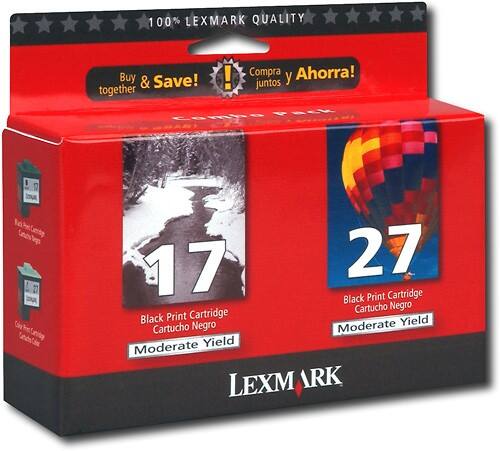 Angle Standard. Lexmark - 10N0595 Inkjet Cartridge, 1 Black/1 Tri-Color, Black, Color, 2 per Pack.