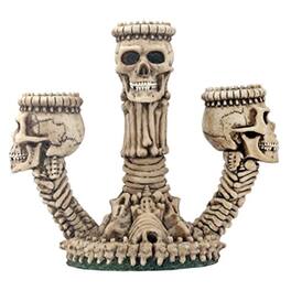 Pacific Trading - Ossuary Skeleton Triple Votive / Candle Holder - Skull Candleholder - Tan