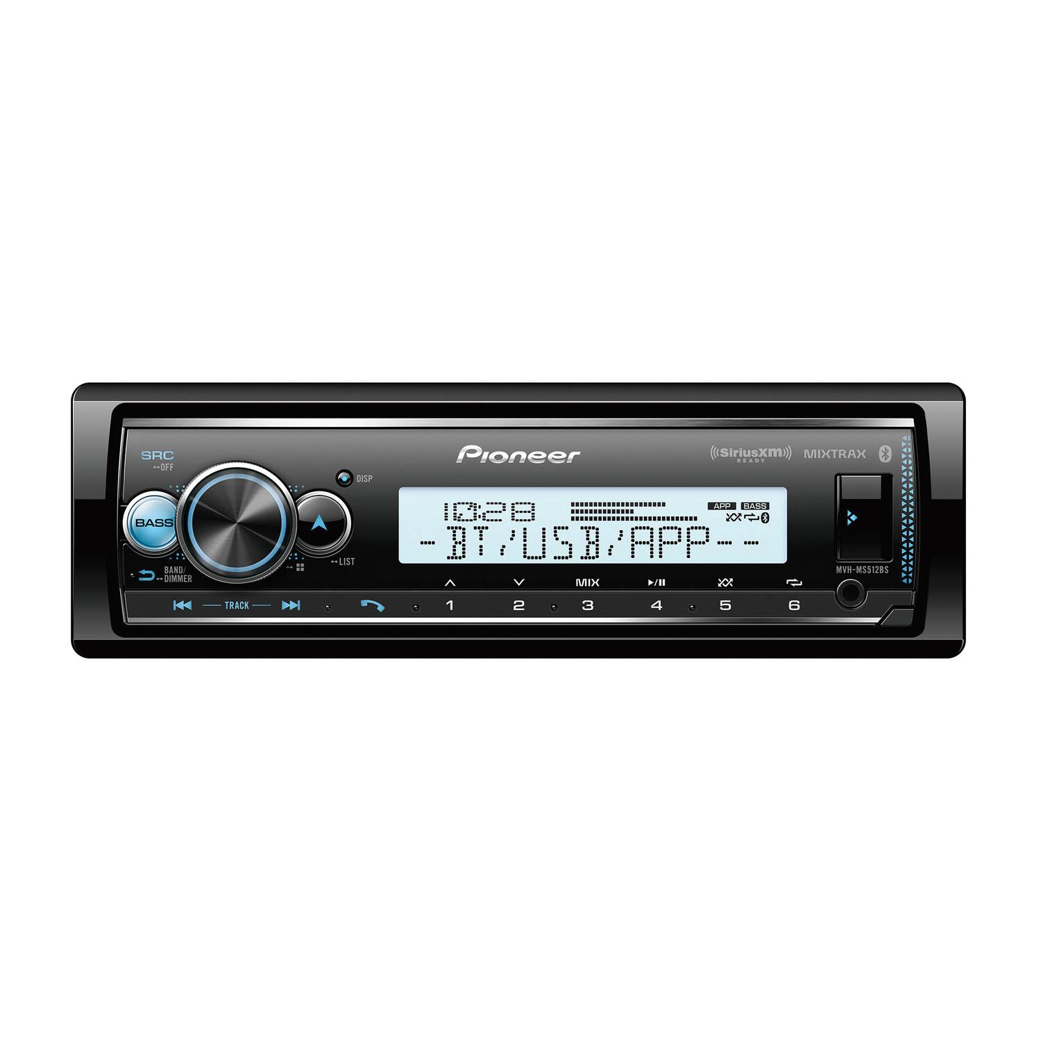 SRC SP Pioneer (SiriusXM) MIXTRAX d ..... BASS DARD DMMLR Add AO 10:28 0-50 A I :BT/USB/APP APP I : : LST MI /m 30 m WWH-MSS128S TRACK |44 1 2 3 4 5 6