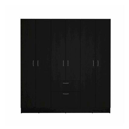 Front. TuHome - Mitu six Doors Armoire Black / White MDF - Black.
