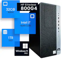 HP - Refurbished Excellent - EliteDesk 800G4 Tower Desktop PC, Intel Core i7-8700 up to 4.6GHz, 32GB DDR4 RAM, 1TB SSD, USB WiFi, Win11 Pro - Black