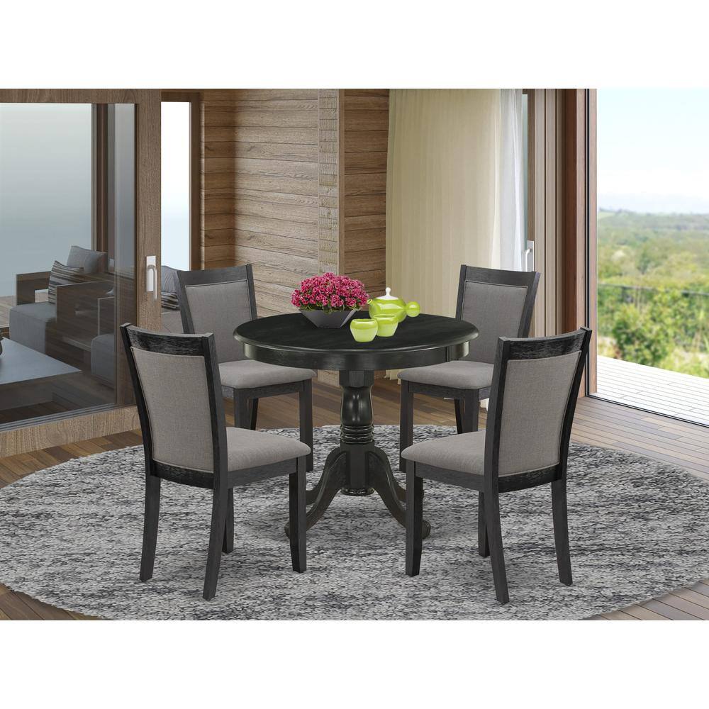 Angle. East West Furniture - East West Furniture 5-Piece Modern Dining Table Set Contains a Modern Dining Room Table and 4 Dark Gotham Grey Linen - Multi-Color.