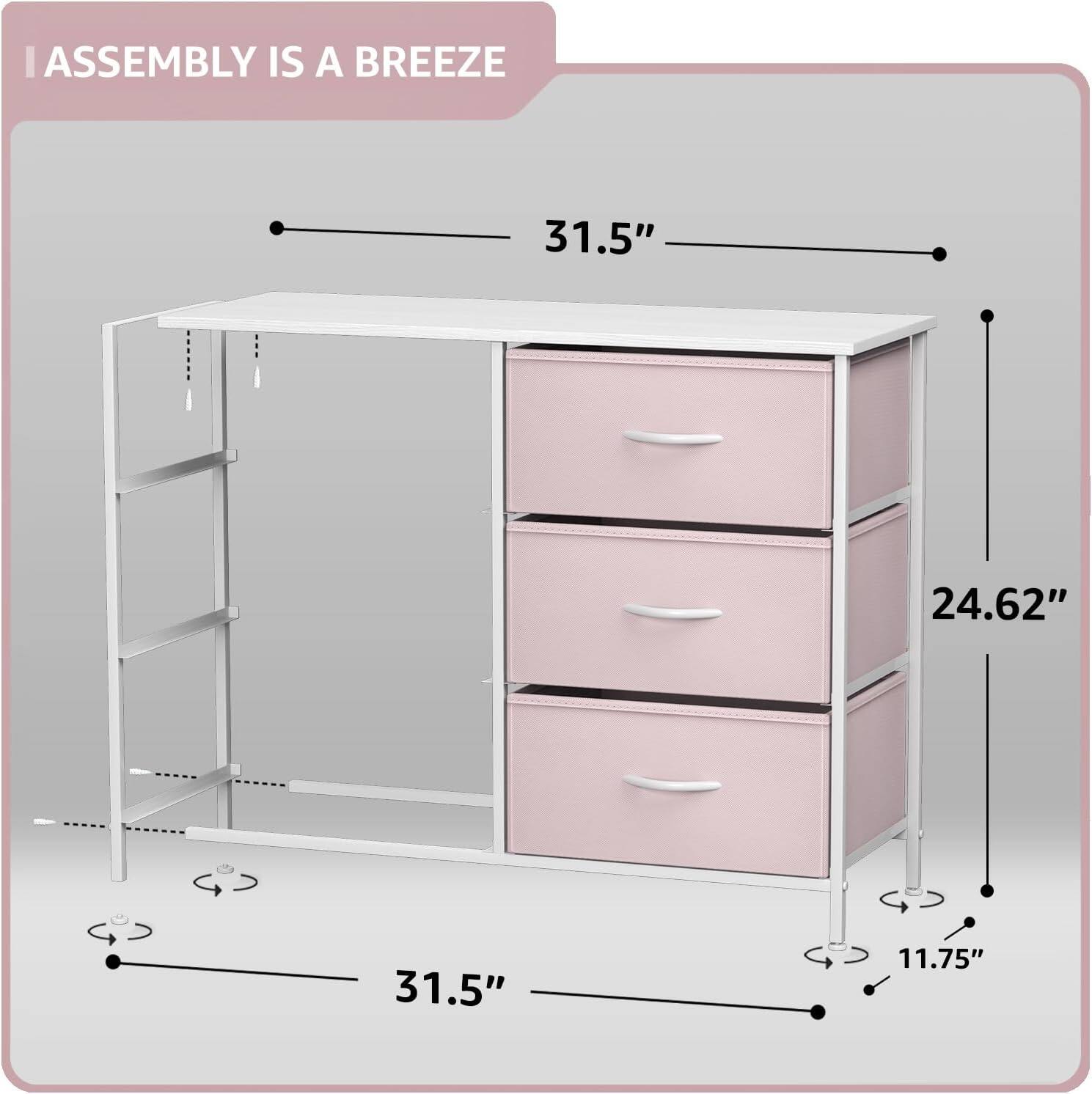 ASSEMBLY IS A BREEZE

31.5"  
24.62"  
31.5"  
11.75"
