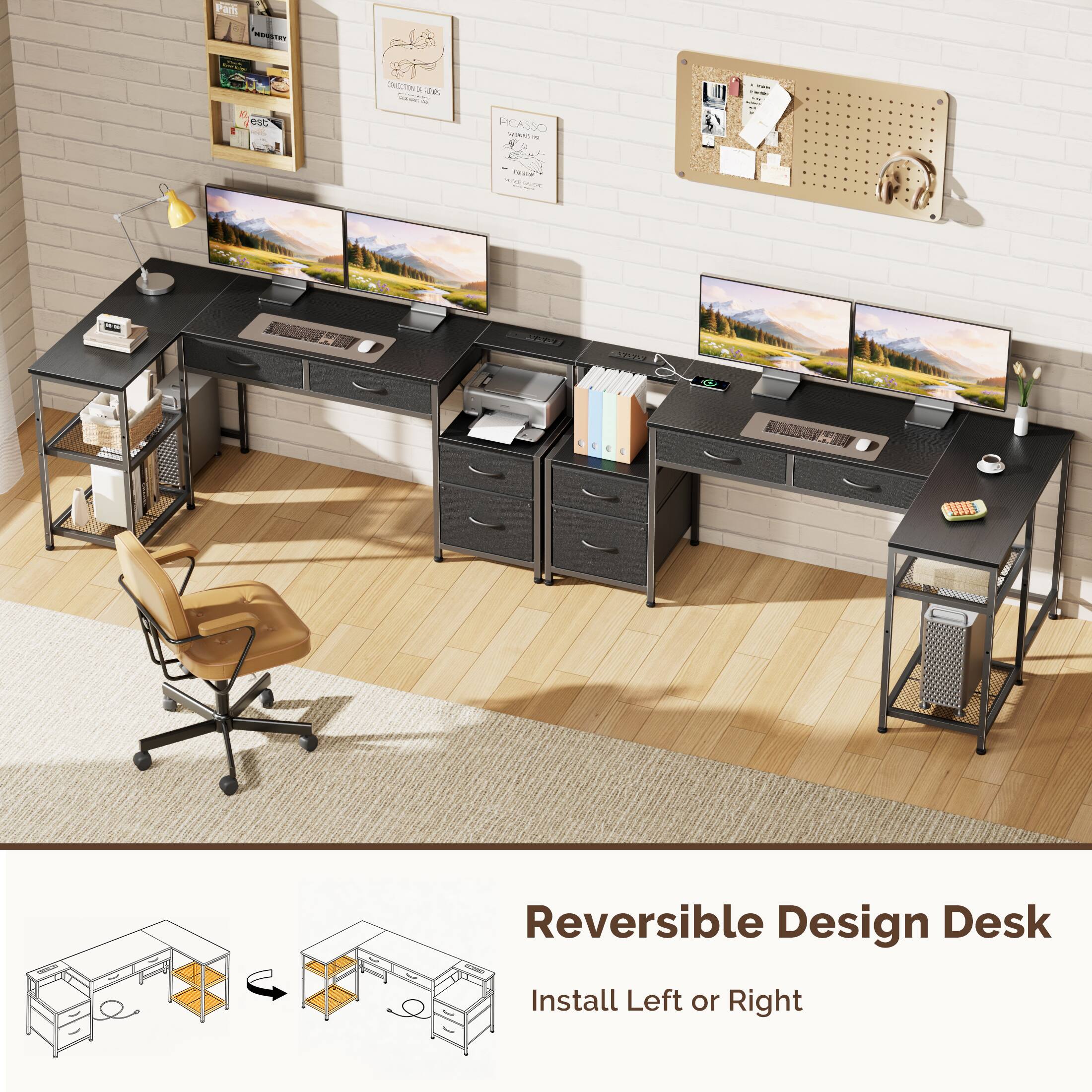 Reversible Design Desk  
Install Left or Right