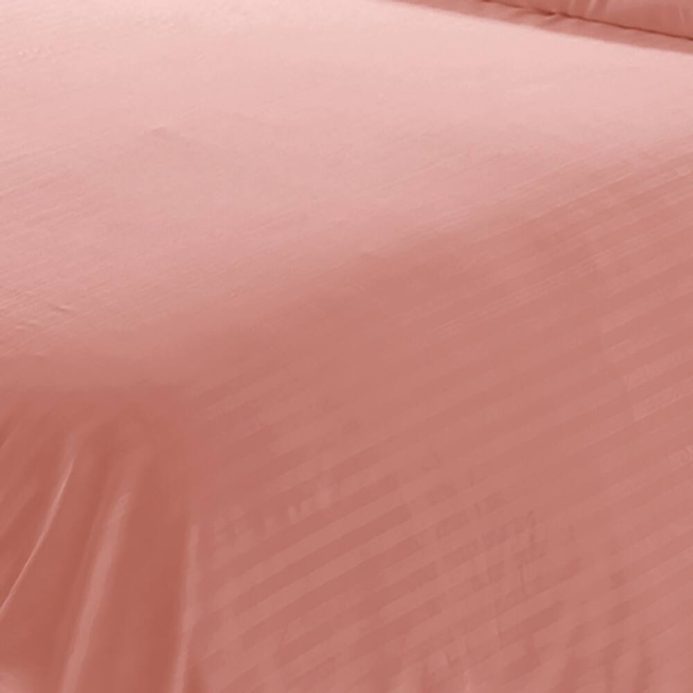 Alt View 3. Plazatex - Plazatex Dobby Stripe Luxurious Ultra Soft Moisture Wicking Solid Color 6 Pieces Sheet Set Queen Blush - Blush.