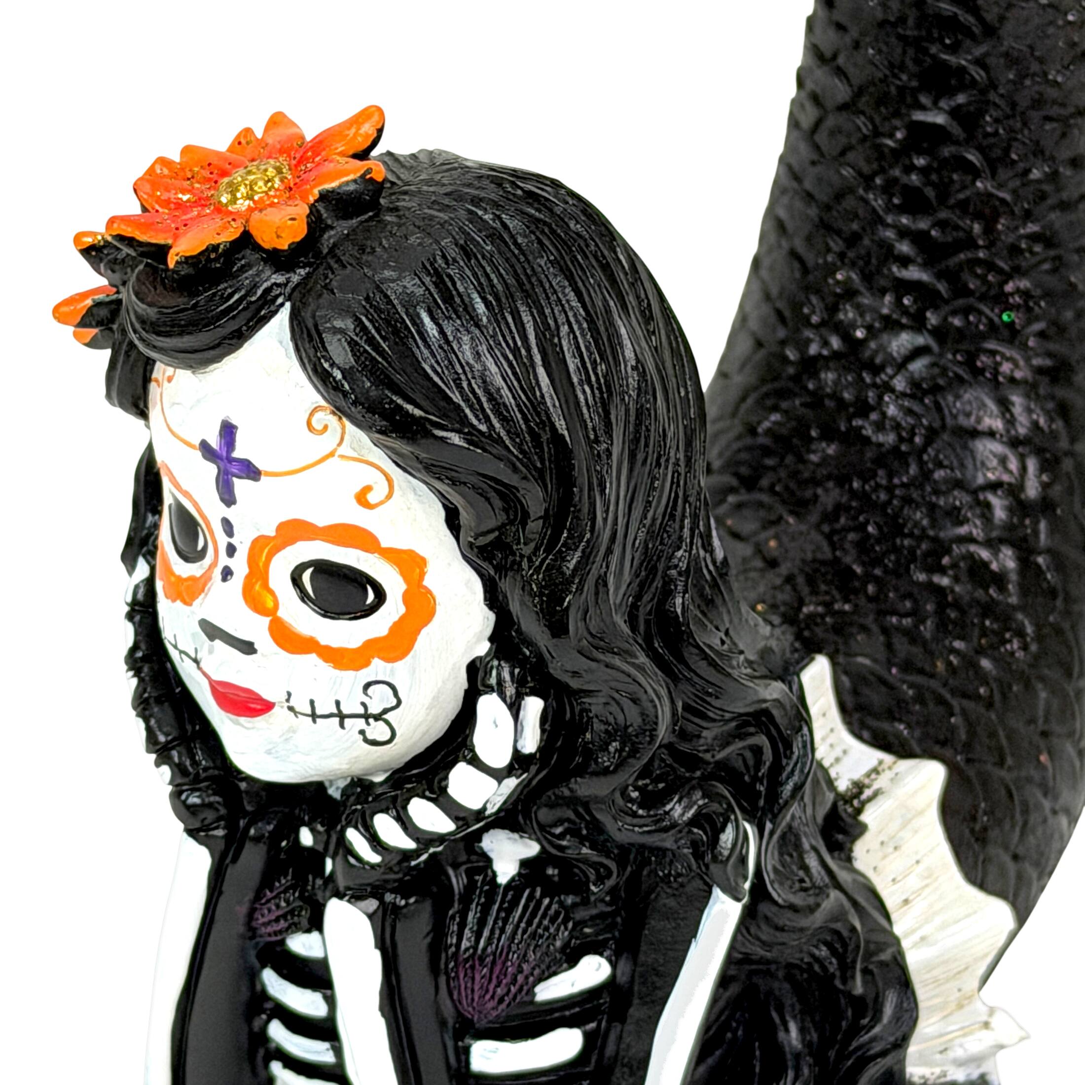 Alt View 9. Things2Die4 - Day of the Dead Mermaid Figurine Resin Skeleton Decor 7.75 Inch Tabletop - Multicolor.