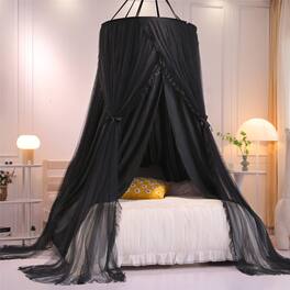 Paradigms Interiors - Double Layer Princess Round Dome Bed Curtain For Adults Dreamy Mosquito Net Cute Bedroom Decoration Castle Pla - Dome-double Black