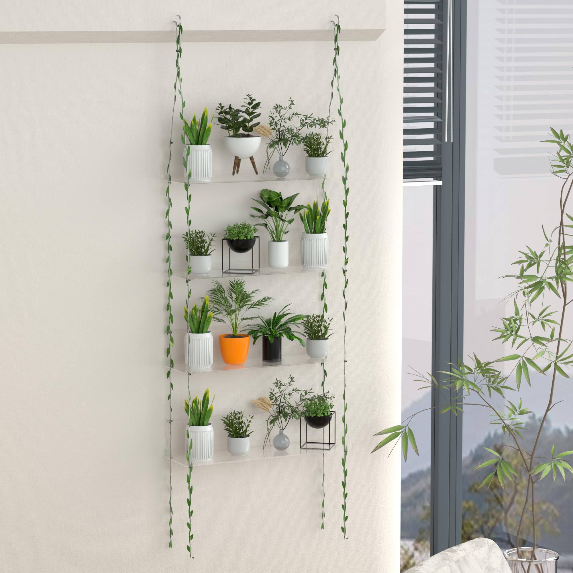 Alt View 5. Reds Spade - Jolitac Acrylic Window Plant Shelves, Hanging Indoor Wall Plant Stand, 4-Tier - Clear 3-Tier.