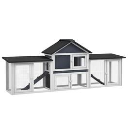 Pawhut - 83" L Outdoor Rabbit Hutch with Double Runs, Guinea Pig Cage Indoor, Weatherproof Roof, Removable Tray, Ramps