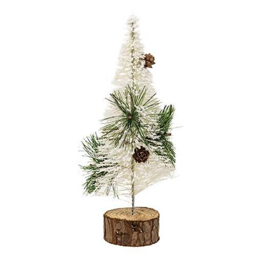 Front. BreeBe - *Nordic Bottle Brush Tree 10" - Green, White, Brown.