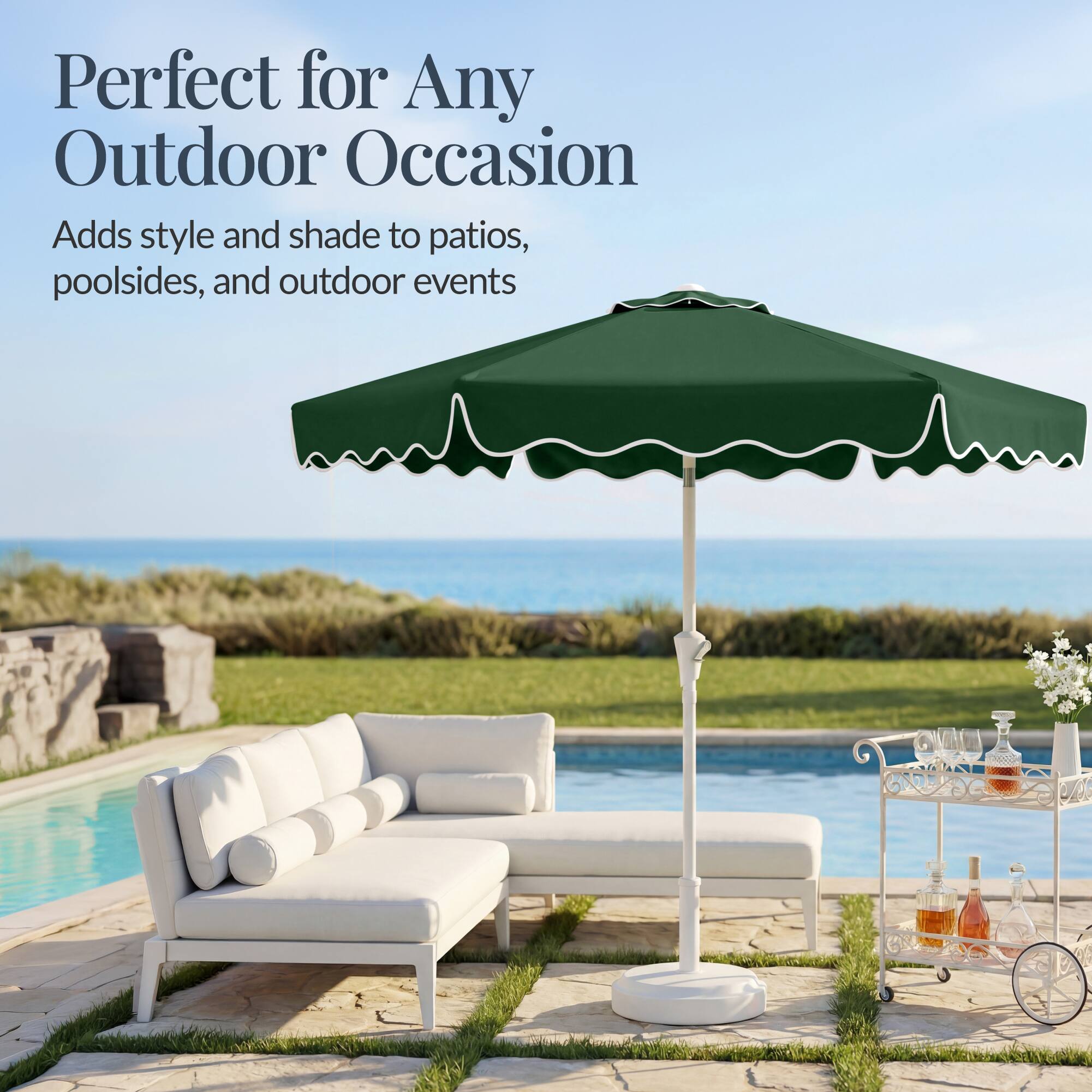 Perfect for Any Outdoor Occasion  
Adds style and shade to patios, poolside, and outdoor events