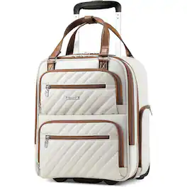 LUGGEX - 16 Inch Underseat Carry On Luggage with Wheels,Softside Lightweight Suitcase UDK - LX-UX - White