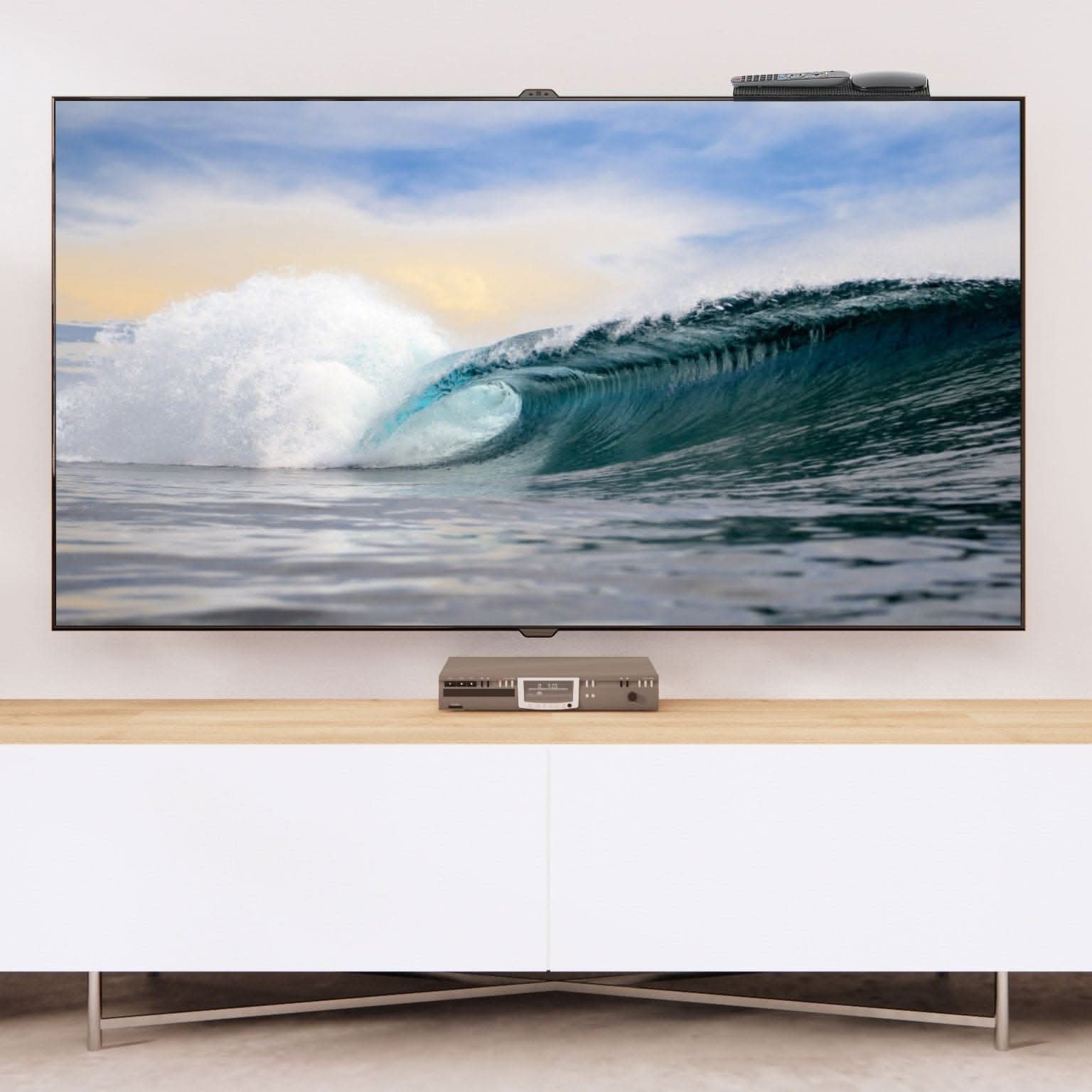 Back. Mount-It! - TV Top Shelf for Media Devices, Streaming Players, and Accessories with Adjustable Design - Black.