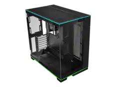 Front. Lian Li - LIAN LI O11 Dynamic EVO RGB Black Aluminum / Steel / Tempered Glass ATX Mid Tower Computer Case----O11DERGBX - Black.