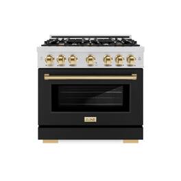 ZLINE - Autograph 36" Select Dual Fuel Range with Gold Accents (HDRZ-BLM-36-G) - White