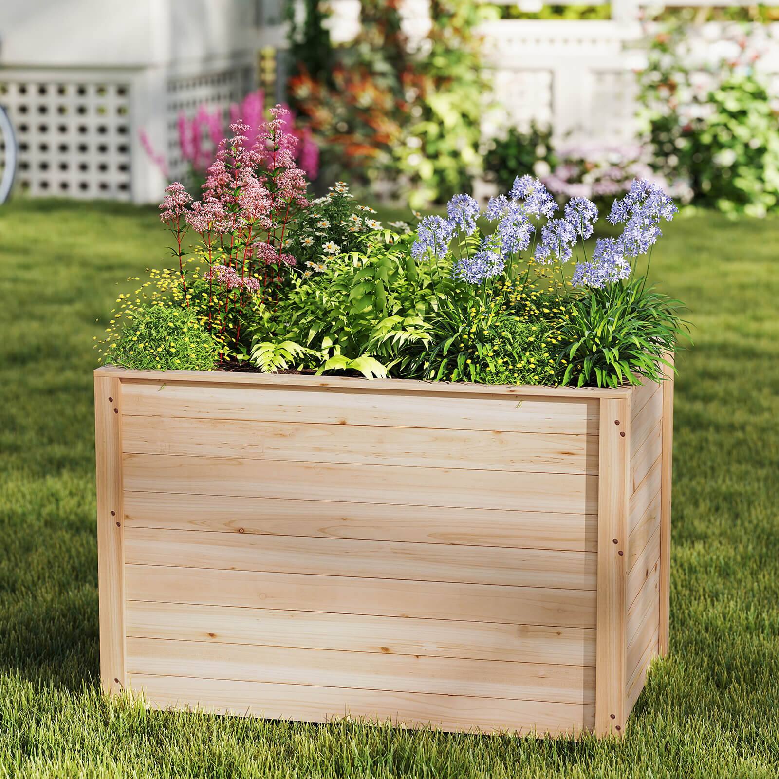 Alt View 1. Costway - Costway 1 PCS Elevated Planter Box with Open-Ended Base for Deep-Rooted Vegetable - Natural.