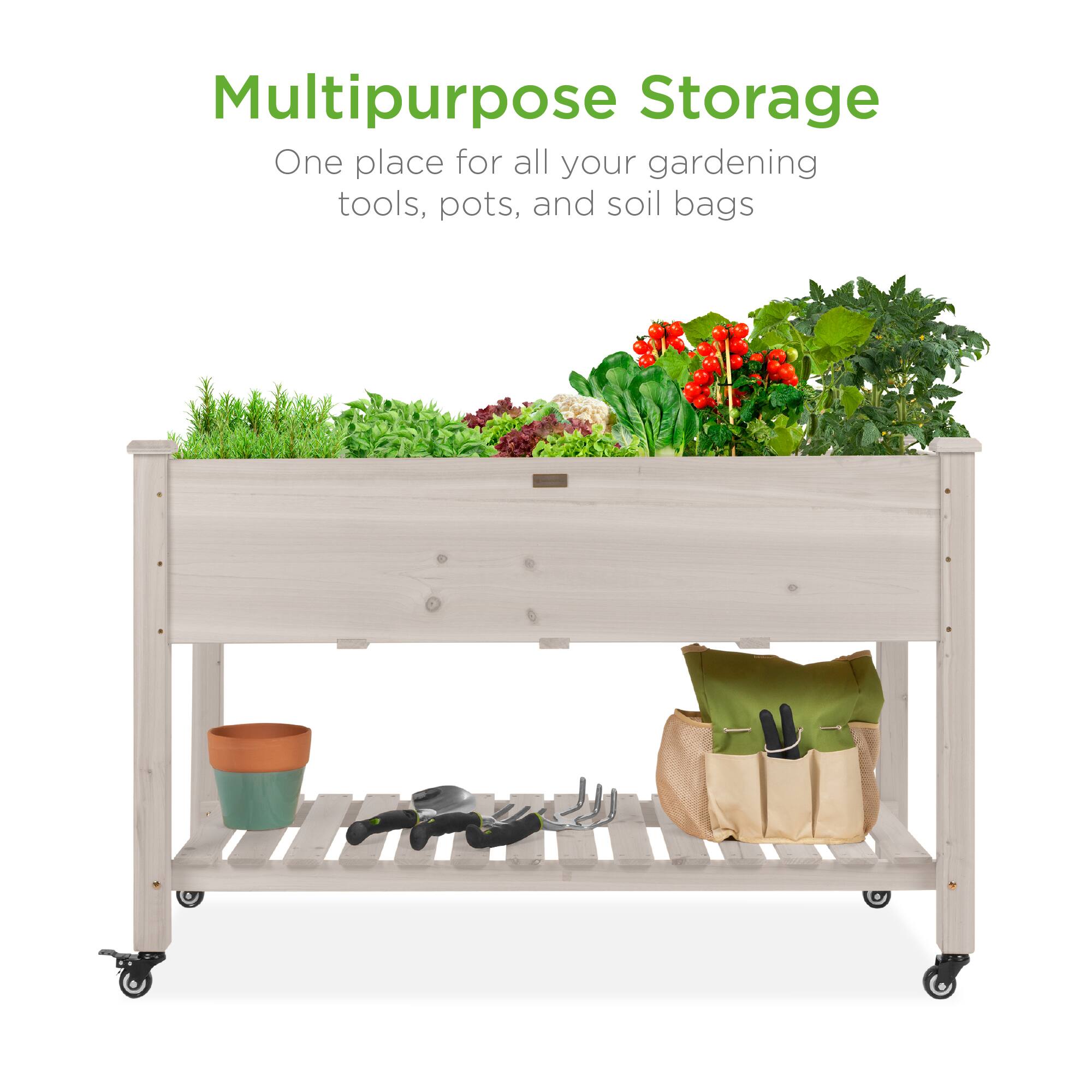 Multipurpose Storage  
One place for all your gardening tools, pots, and soil bags