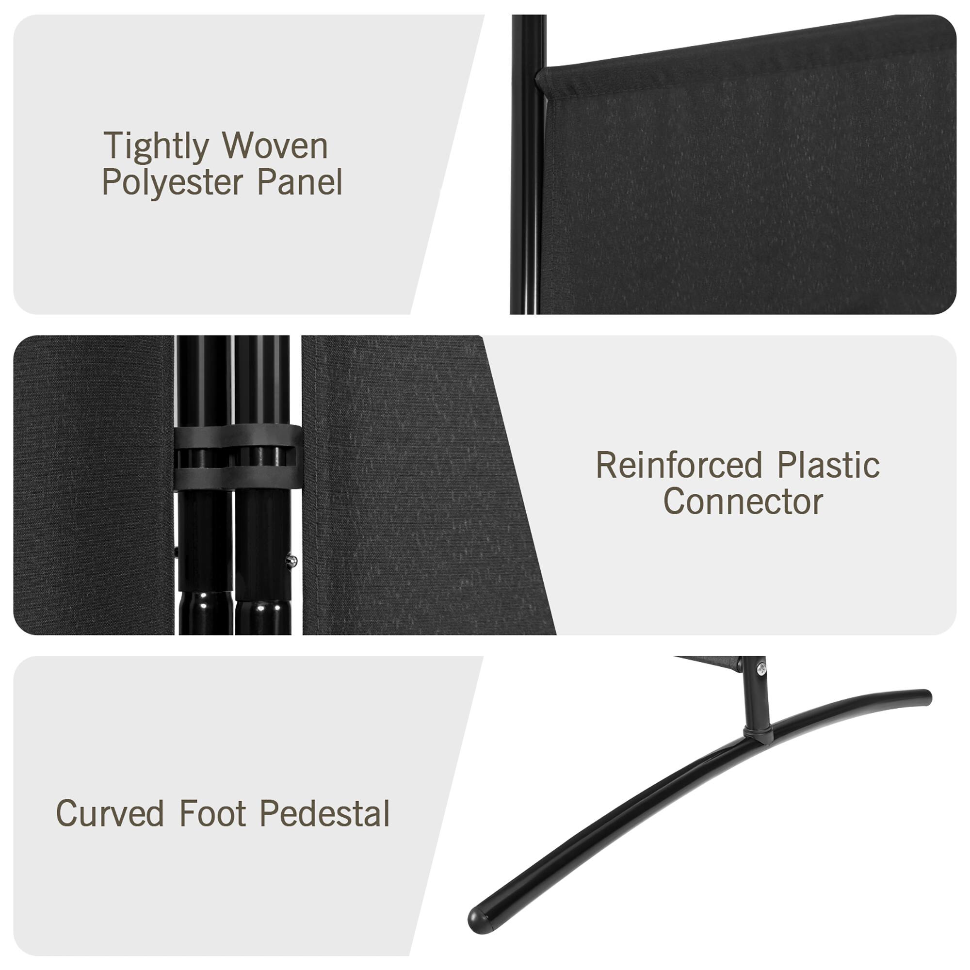 Tightly Woven Polyester Panel  
Reinforced Plastic Connector  
Curved Foot Pedestal