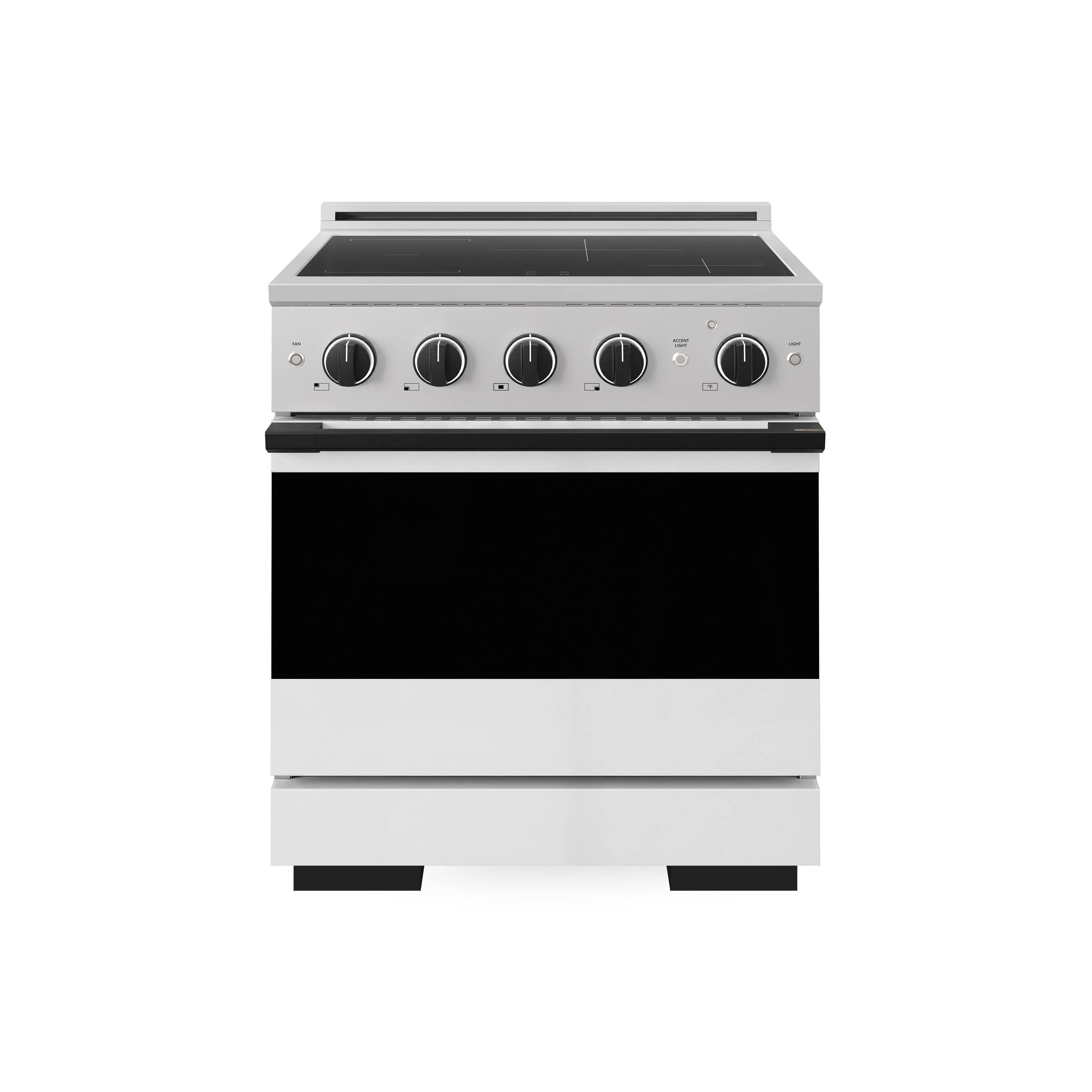 Front. ZLINE - Autograph 30 in. 4.2 cu. ft. Marino Freestanding Induction Range with 4 Burners and Black Accents with White Door - White Matte.