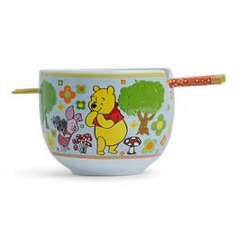 Disney - Winnie The Pooh Friends 20-Ounce Ceramic Ramen Bowl and Chopstick Set - White
