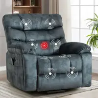 Bestier - 37.4" Blue Microfiber Power Lift Recliner with 8-Point Vibration Massage Assistance Recliner, USB and storage - Gray - Front_Zoom