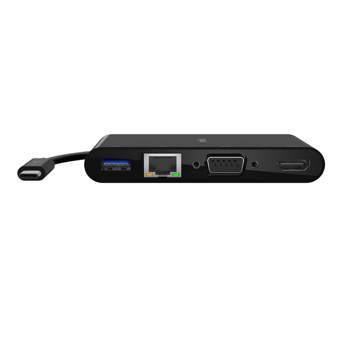 Alt View 2. Belkin - USB-C 5-in-1 Hub Plus 100W - Black.