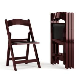 Emma + Oliver - Set of 4 800 lb Weight Capacity Indoor/Outdoor Resin Folding Chairs - Red Mahogany