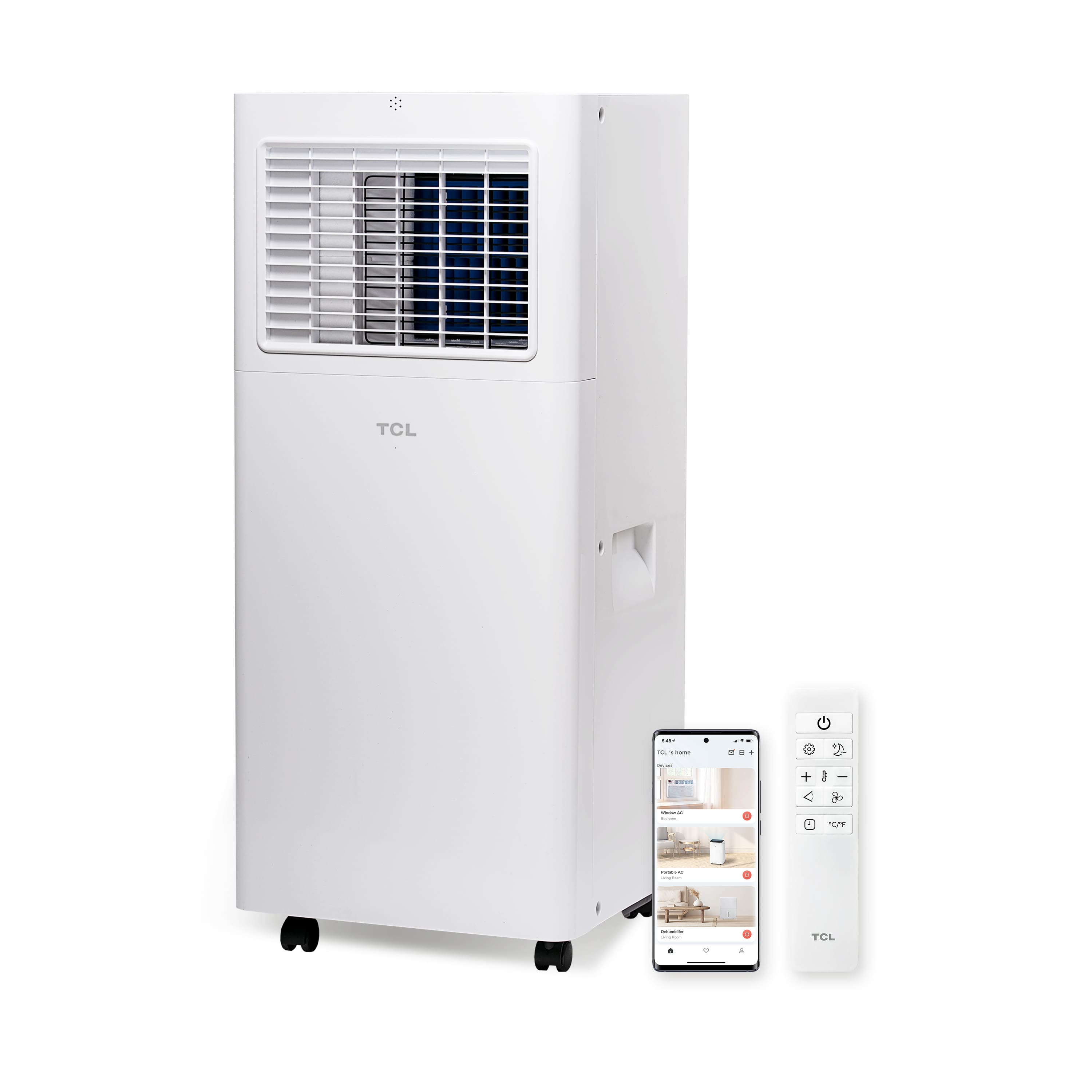 TCL - 250 Sq. Ft. 6,000 BTU Smart Portable Air Conditioner 3-in-1 with AC, Fan & Dehumidifier - White