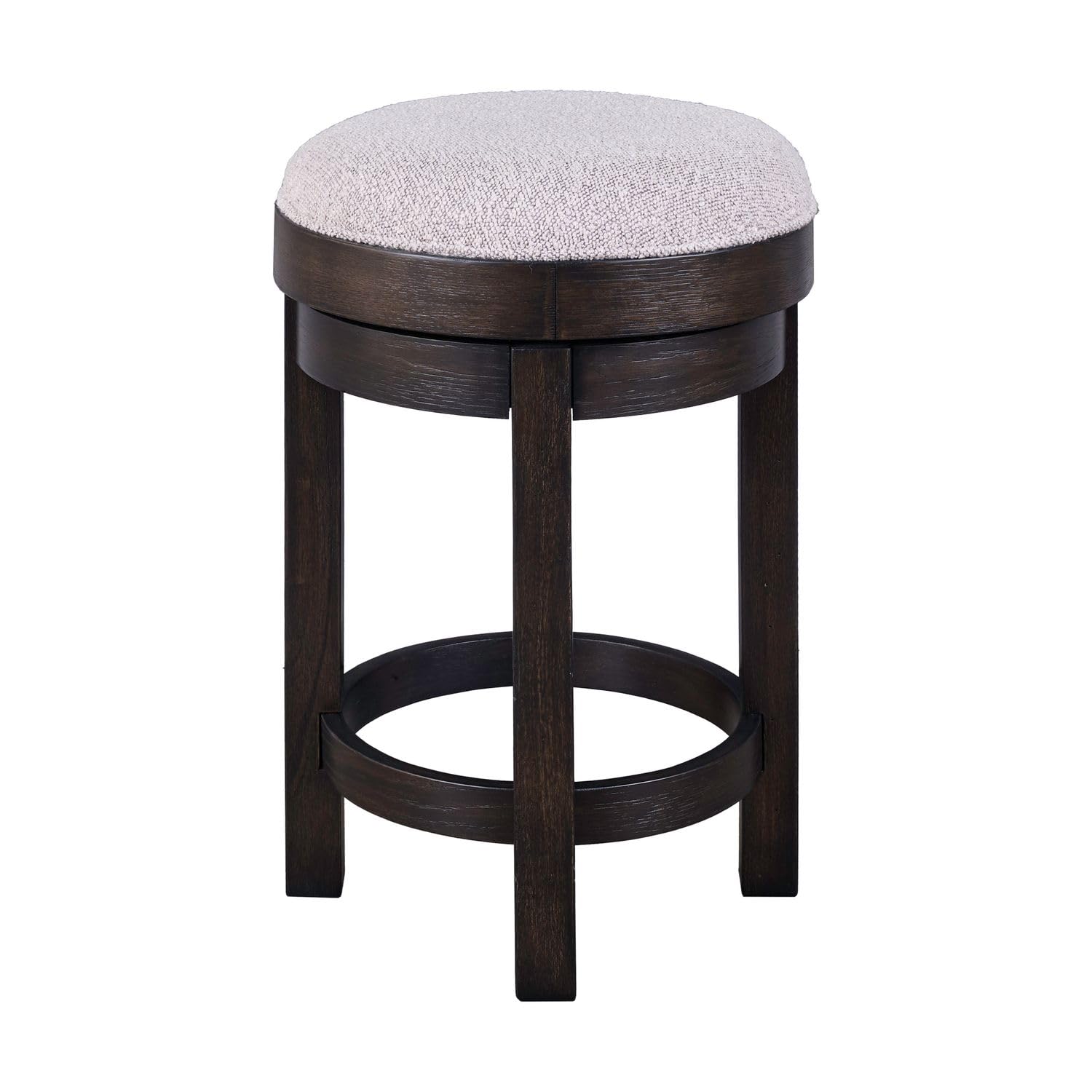 Back. Liberty Furniture Industries - Swivel Console Stool 25" Height - Peppercorn Oak Wood with Taupe Linen - Peppercorn.