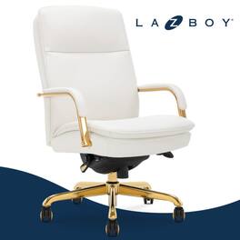La-Z-Boy - La-Z-Boy® Opus Executive Mid-Back Office Chair, Bonded Leather, White and Gold - White & Gold