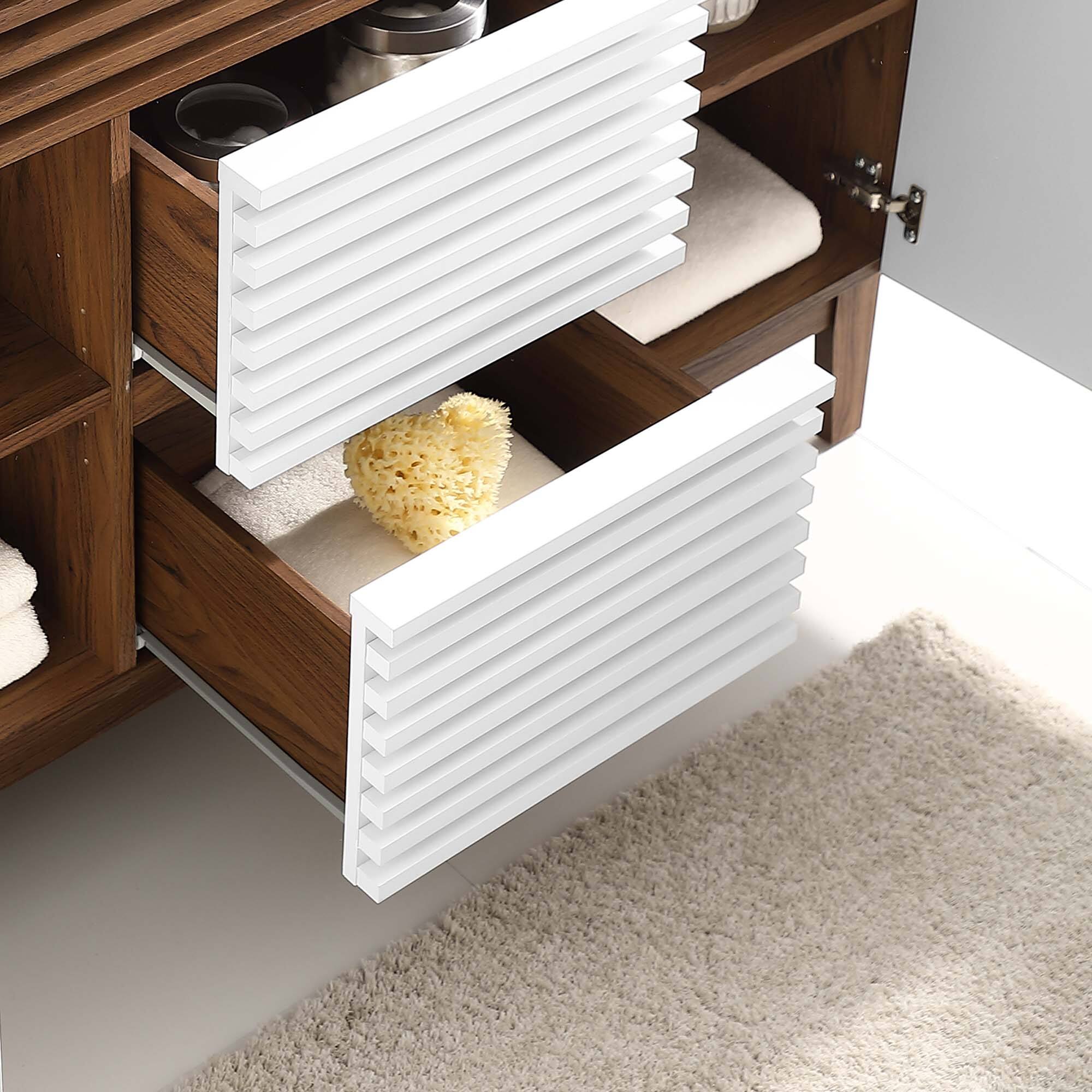 Back. Modway - Render 48" Bathroom Cabinet Basin Not Included by Modway - White Walnut.