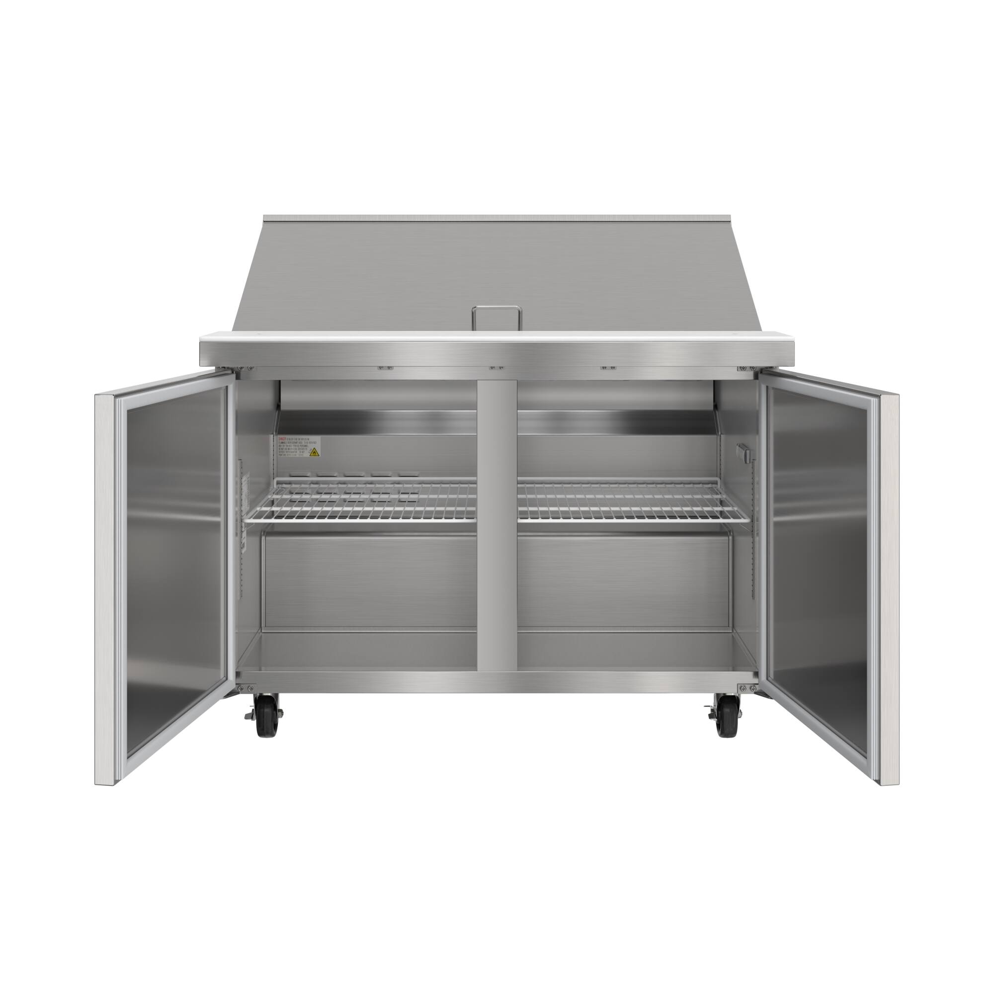 Alt View 4. Koolmore - 46 in. Commercial 2-Door Refrigerated Mega Salad and Sandwich Prep Table, 18 Pan Capacity and 14 Cu. Ft. of Storage - Stainless steel.