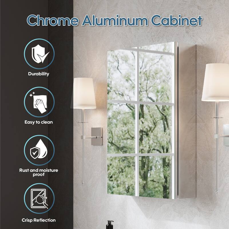 Chrome Aluminum Cabinet

- Durability
- Easy to clean
- Rust and moisture proof
- Crisp Reflection