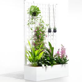Outsunny - Raised Garden Bed Planter Box with Trellis for Climbing Plants, Vegetable, Vines - White