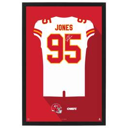 Sporticulture - Chris Jones Kansas City Chiefs Away Jersey Framed Art Print - White