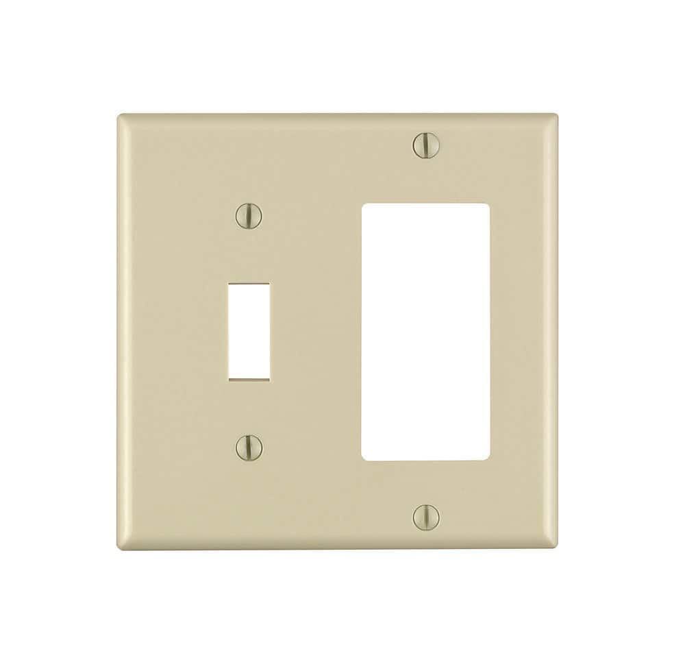 Leviton - Decora 2 gang Thermoset Plastic Decorator/Toggle Wall Plate 1 pk - Ivory