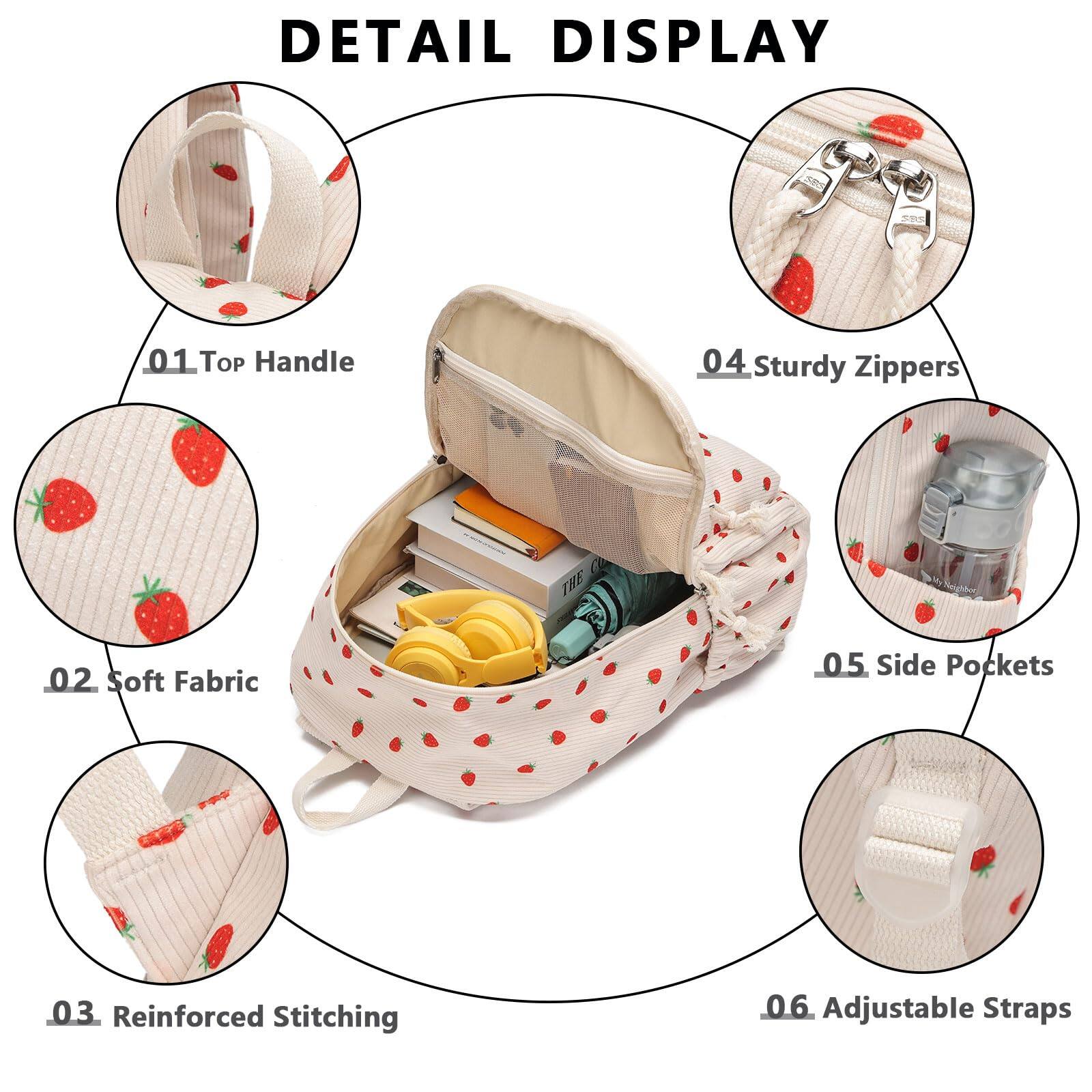 Left. Stamp n Camp - School Backpack Teens Book Bags With Lunch Box And Pencil Bag  Strawberry - Blue-black Galaxy.