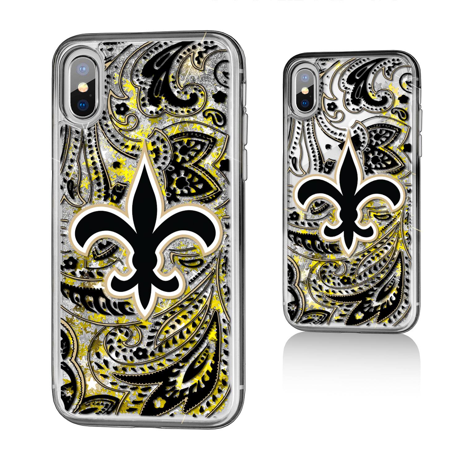 Alt View 2. Keyscaper - New Orleans Saints iPhone Paisley Design Glitter Case - 14 Pro Max - Multicolor.