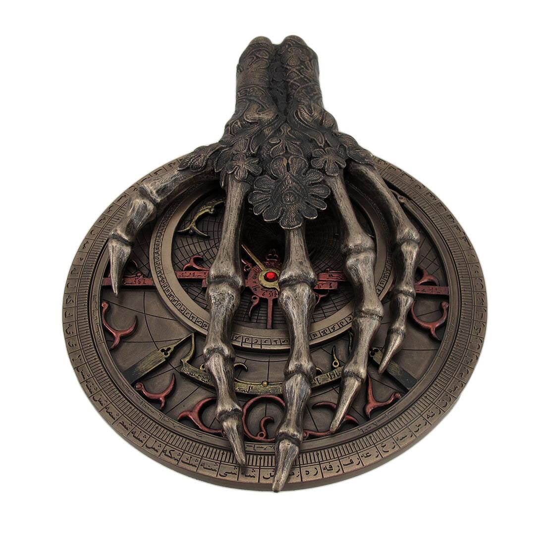 Alt View 2. Veronese Design - Skeletal Hand On Astrolabe Bronzed Wall Hanging Steampunk Gothic - Bronze.