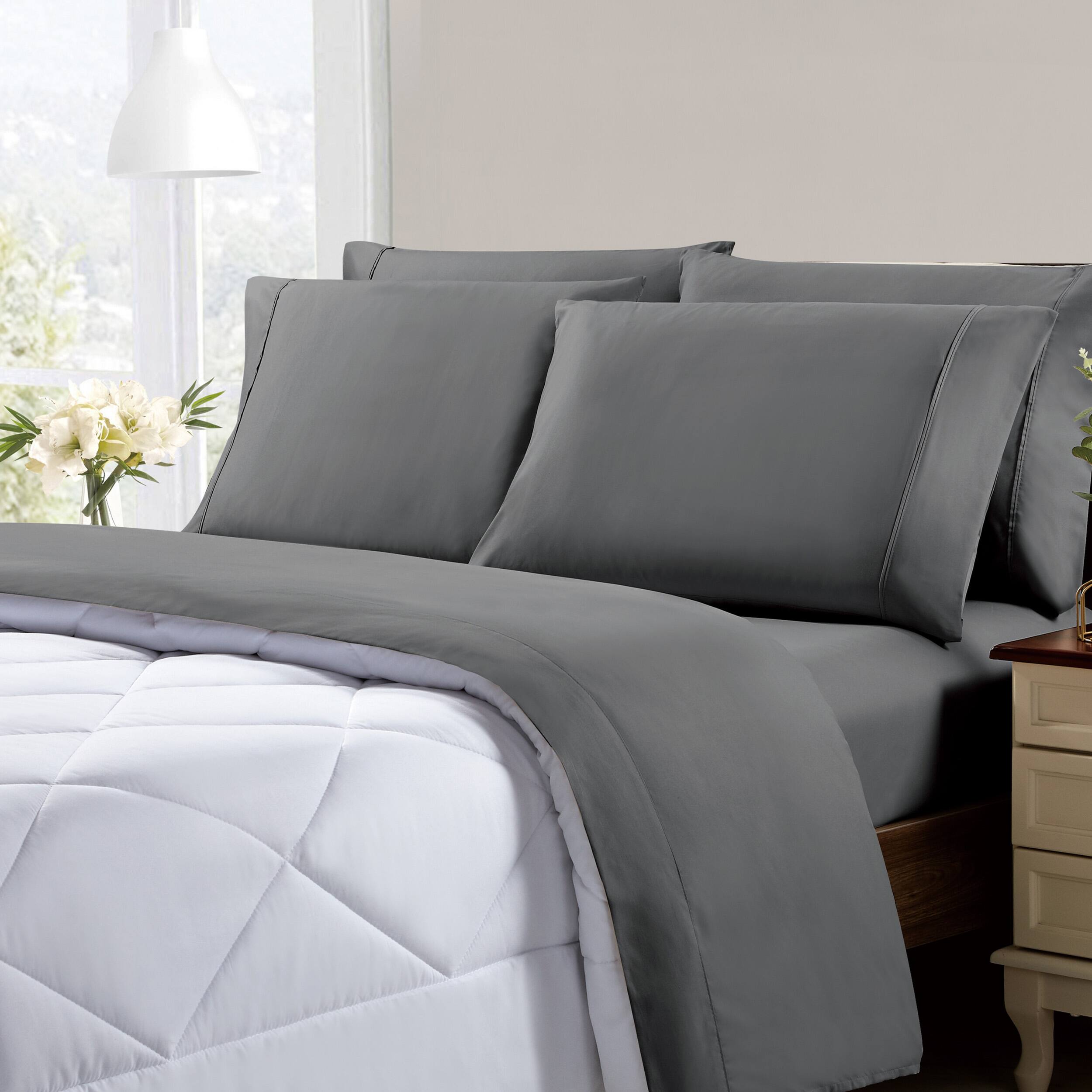 Angle. Kathy Ireland - Kathy Ireland Cool Max 6 Piece Ultra Soft Sheet Set - Light Grey.