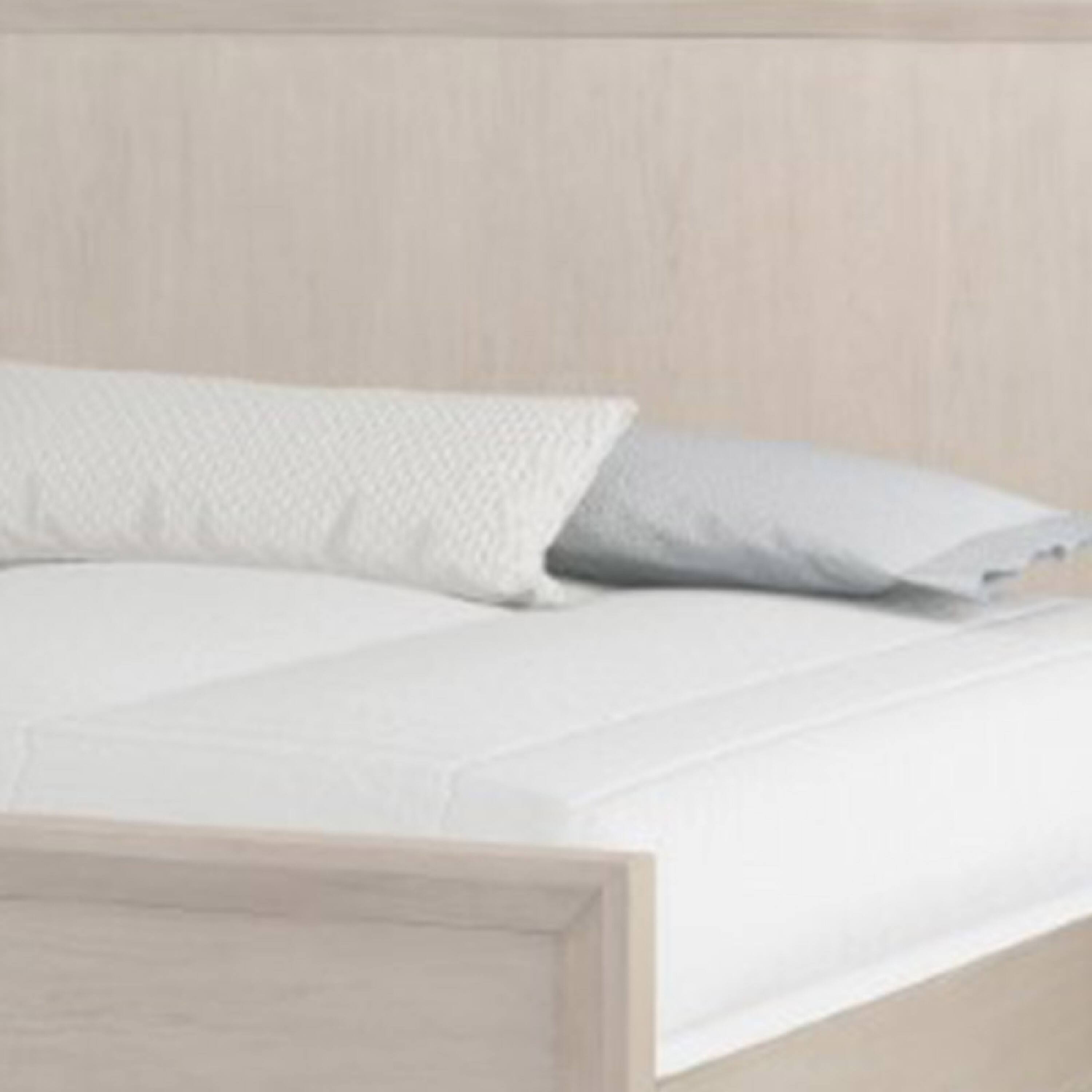 Alt View 1. Manhattan Lane - Kaira Queen Size Bed with Metal Accents, Natural Oak Solid Rubberwood - Natural Oak Brown, Champagne.