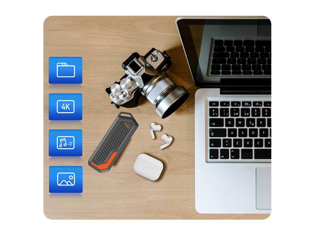 Alt View 3. NUSYN - Nusyn NSP35 1TB Portable SSD - 1050MB/s, USB-C, Durable, IP67, Shockproof, for Photos, Gaming - Gray.