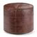 Front. Simpli Home - Connor Round Pouf - Distressed Brown.