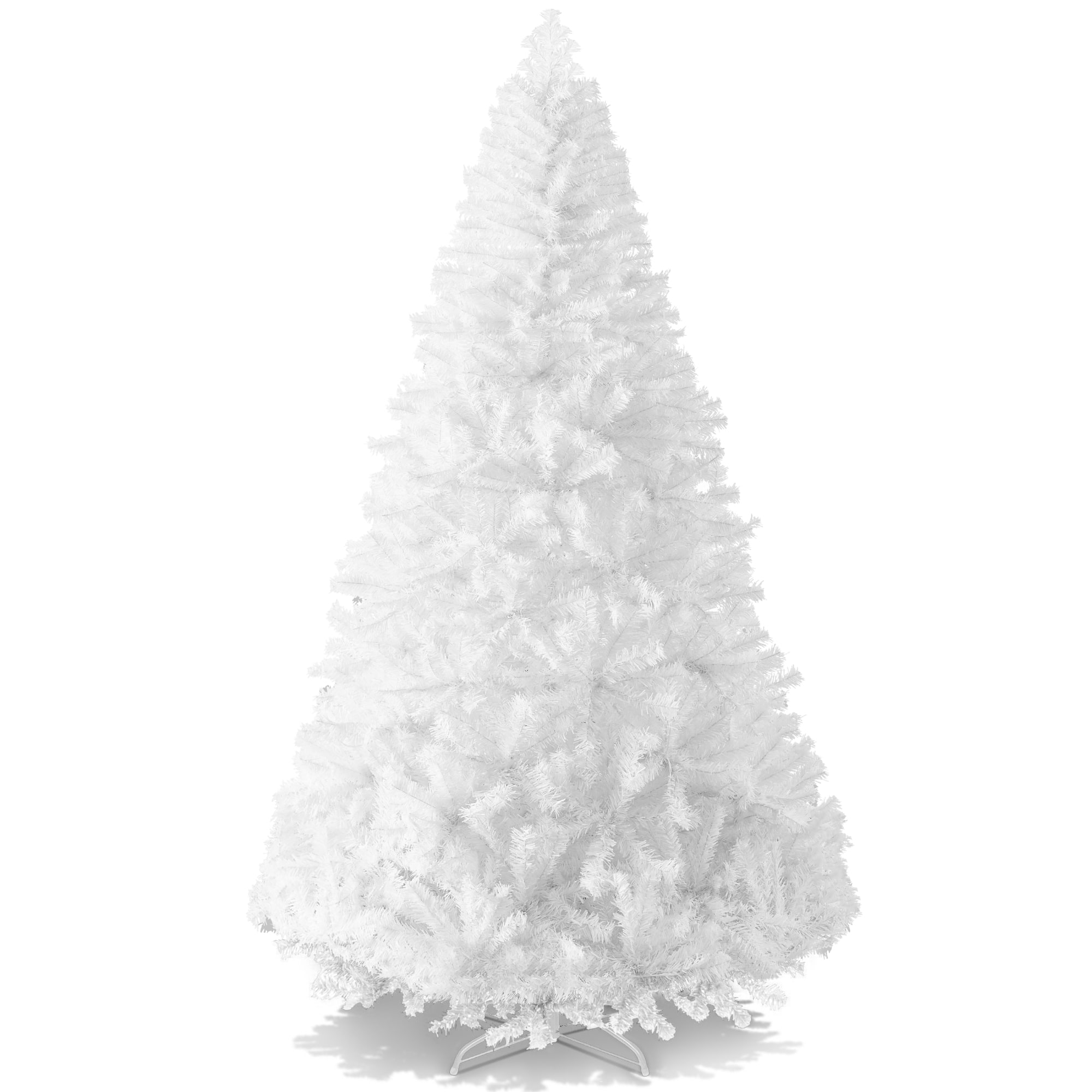 Front. Best Choice Products - Best Choice Products 6ft Premium White Hinged Artificial Christmas Pine Tree w/ 1,000 Tips, Metal Base - White.