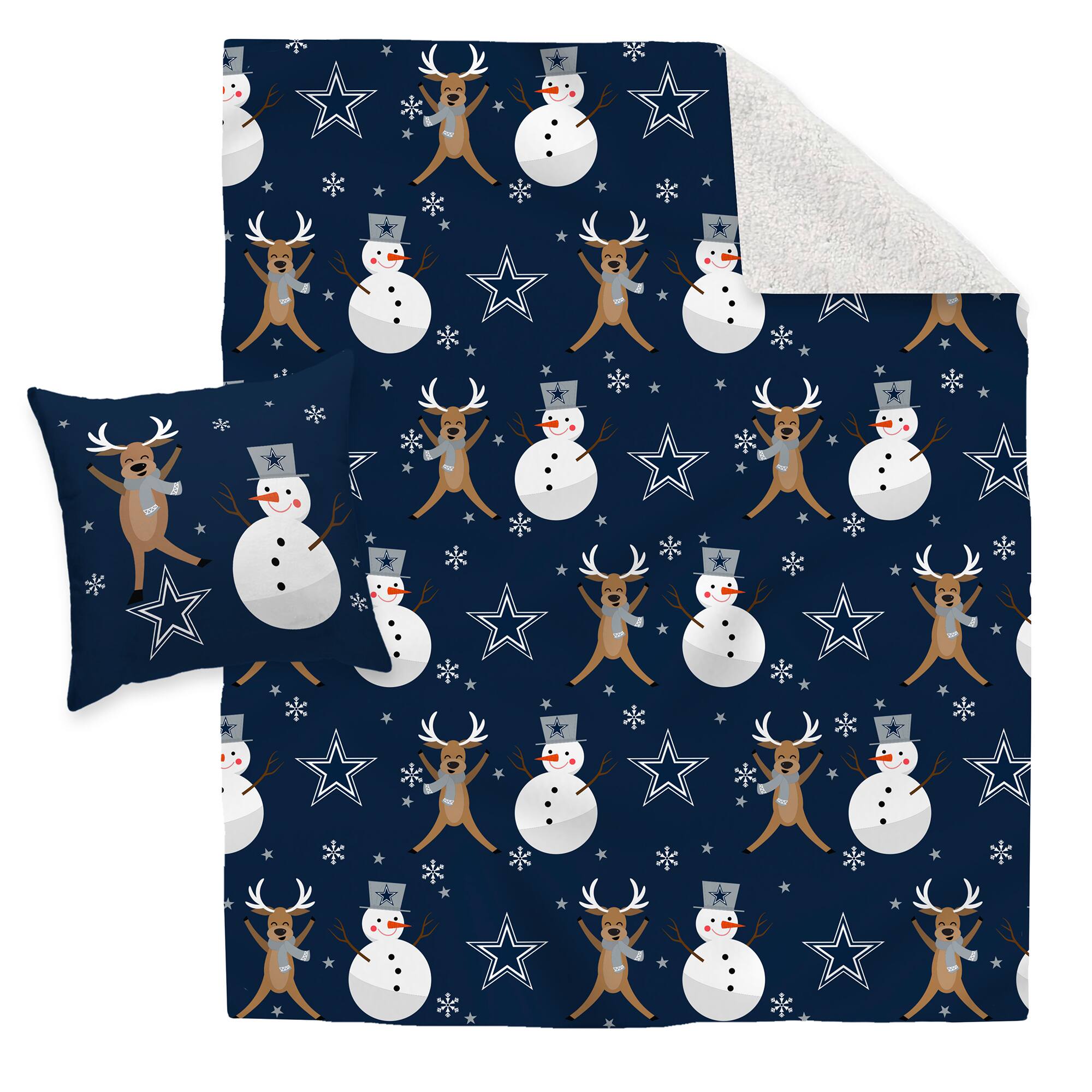 Pegasus - Dallas Cowboys Holiday Reindeer Blanket and Pillow Combo Set - Multicolor
