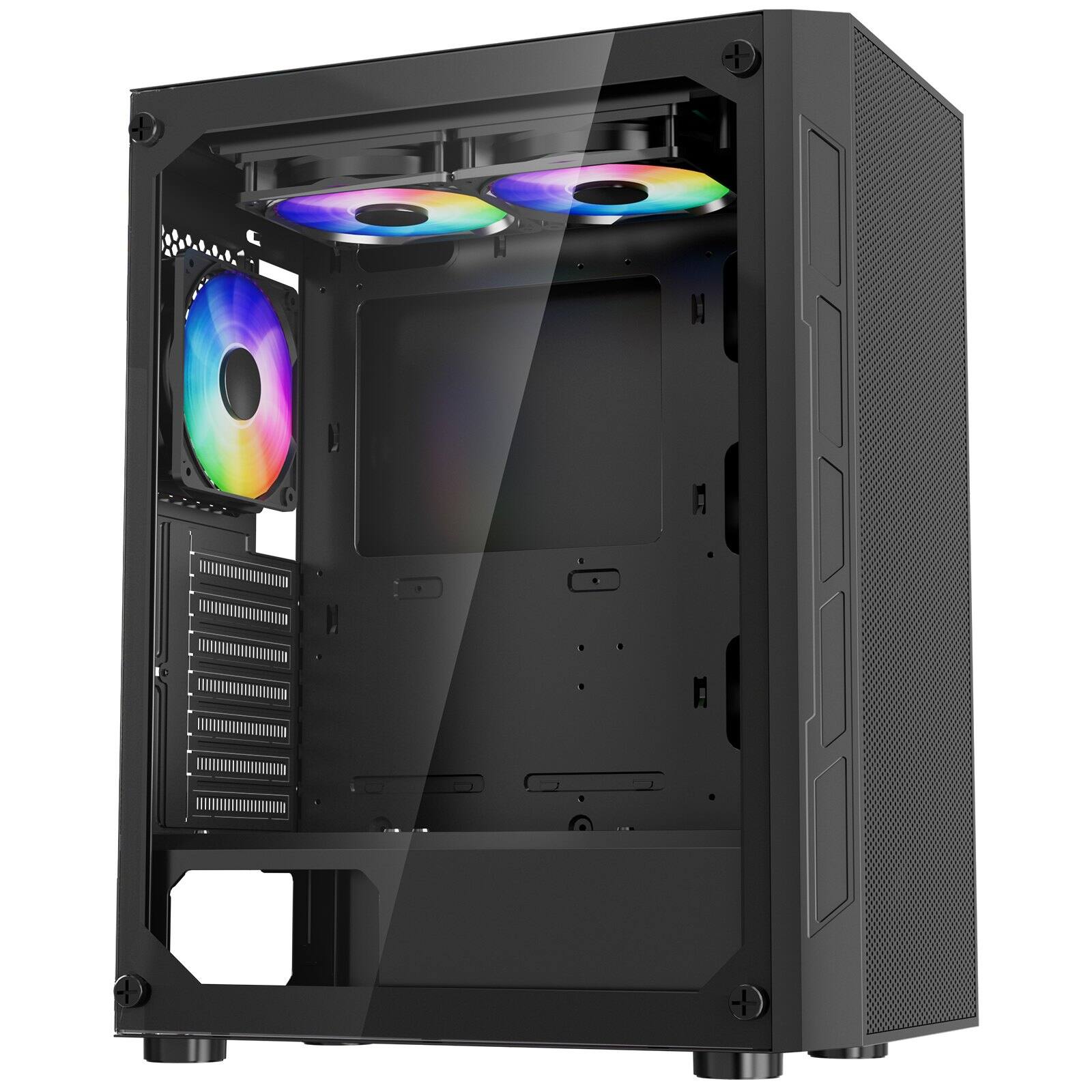 Front. Glintex - PC Gaming Case Mid-Tower Computer Case Airflow Tempered Glass 3x120mm ARGB Fans Cable Manage ATX M-ATX ITX 320mm GPU - GTEX295074.
