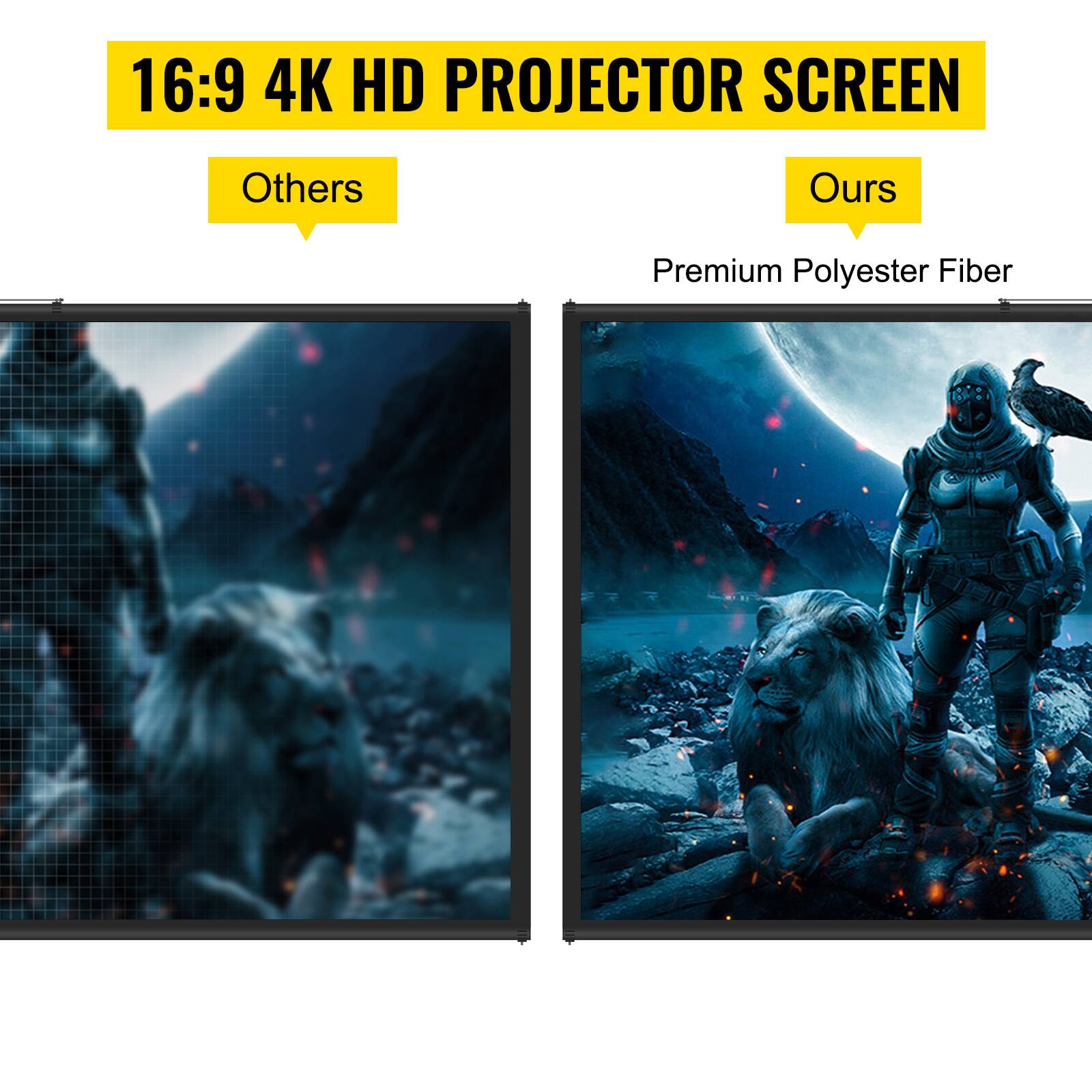 16:9 4K HD PROJECTOR SCREEN

Others
Ours
Premium Polyester Fiber