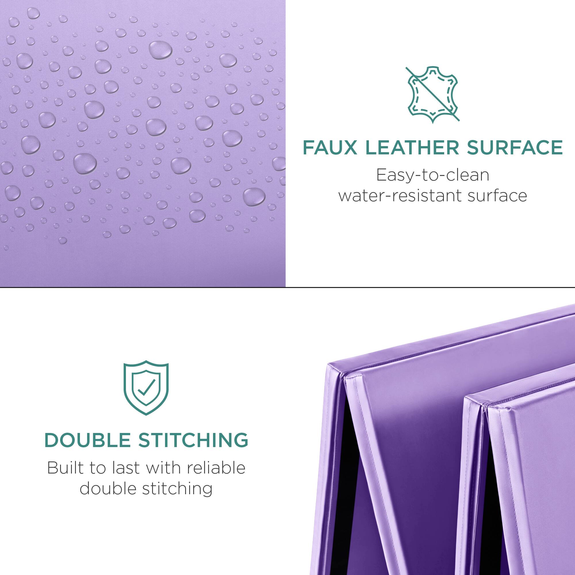 FAUX LEATHER SURFACE: Easy-to-clean, water-resistant surface.

DOUBLE STITCHING: Built to last with reliable double stitching.