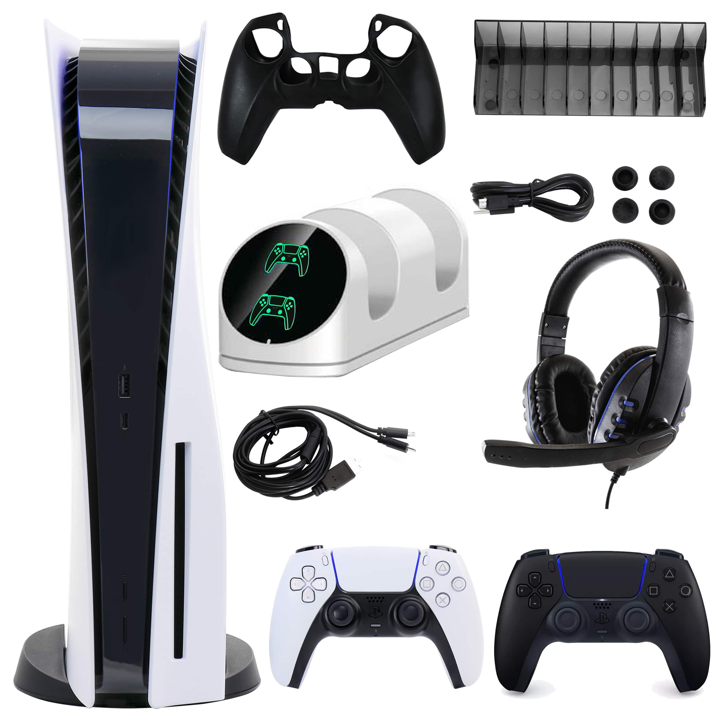 PS5 Core with Extra Black Dualsense Controller and Accessories Kit - PlayStation 5